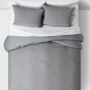 Woven King Duvet & Sham Set Light Gray